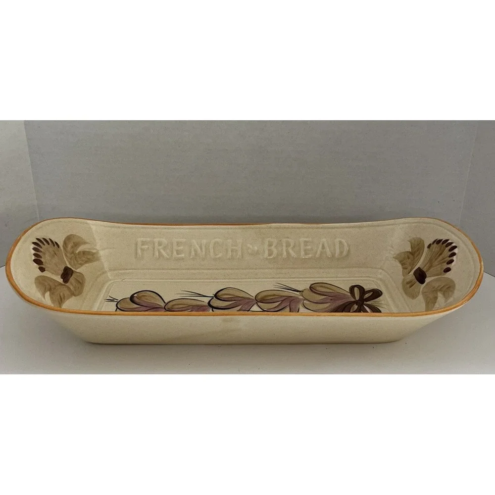 Vintage 50s Los Angeles Potteries Pottery French Bread Dish Serving Tray